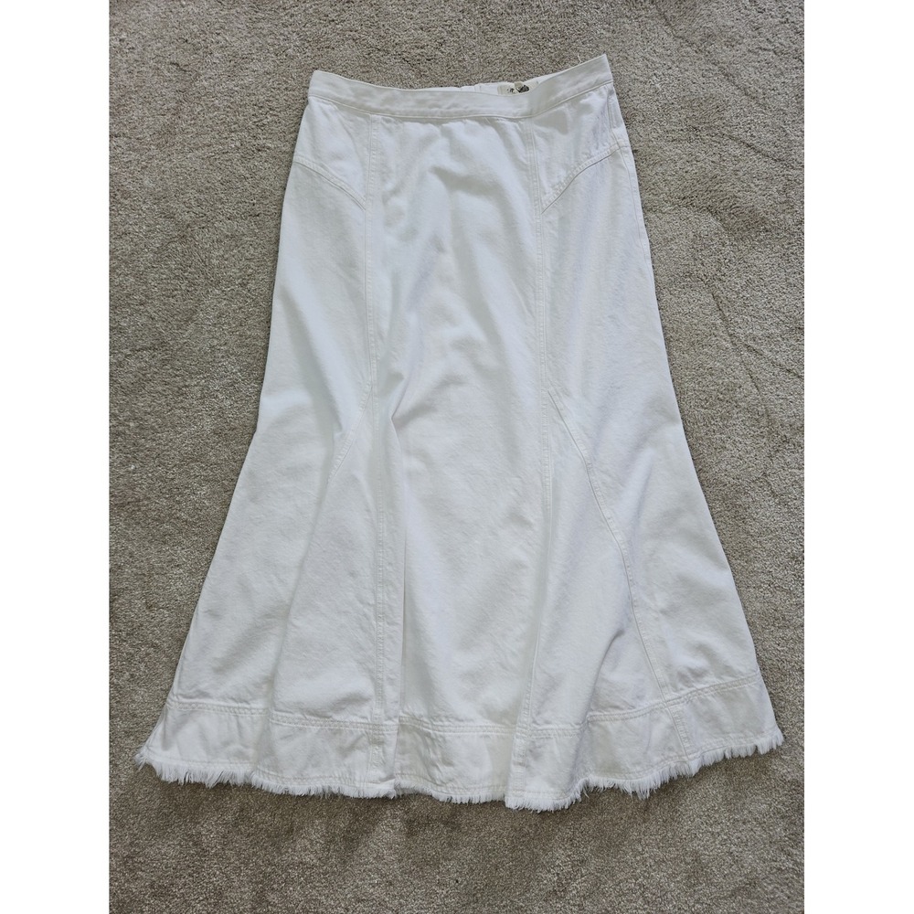 Madewell Denim Maxi Skirt Women 32 White NWT Frayed Hem Coastal Minimalist Boho